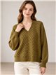 Jersey cuello pico con relieve de escamas