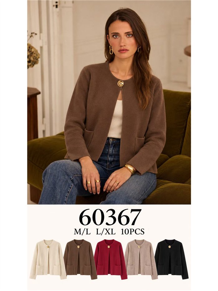 Jewel button open knit cardigan