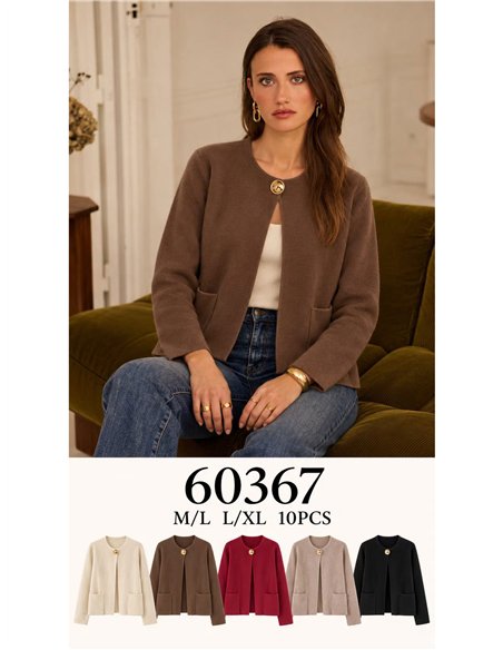 Jewel button open knit cardigan