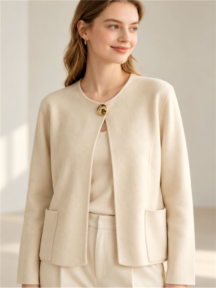 Jewel button open knit cardigan