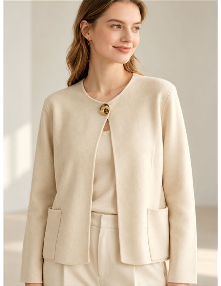 Jewel button open knit cardigan