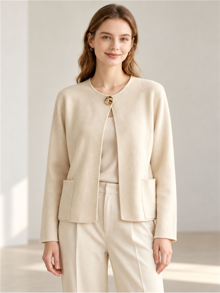 Jewel button open knit cardigan