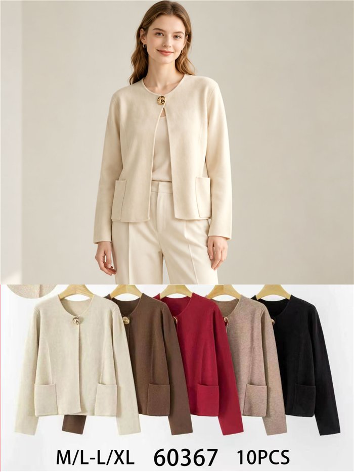 Jewel button open knit cardigan