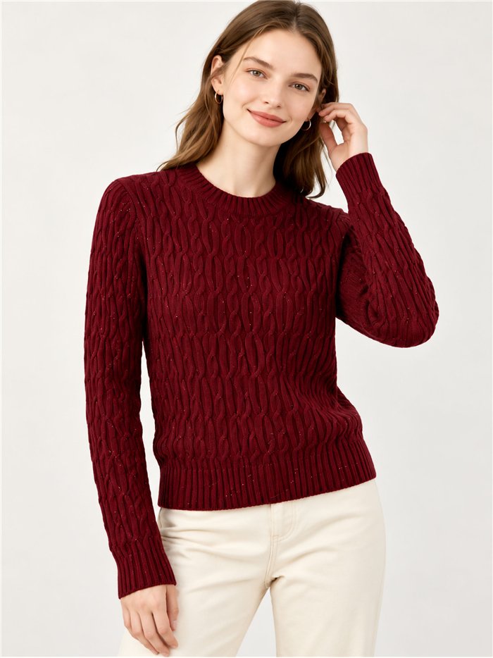 Jersey trenzado con mini lentejuelas