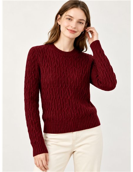 Jersey trenzado con mini lentejuelas