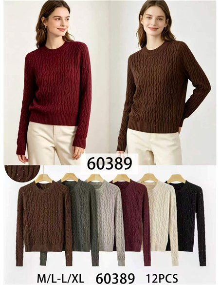 Jersey trenzado con mini lentejuelas