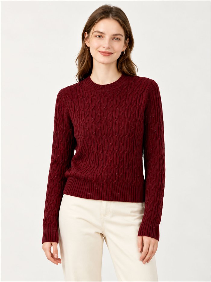 Jersey trenzado con mini lentejuelas