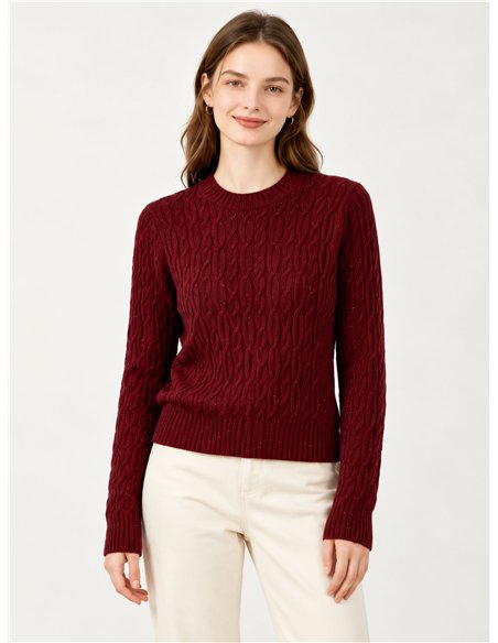 Jersey trenzado con mini lentejuelas