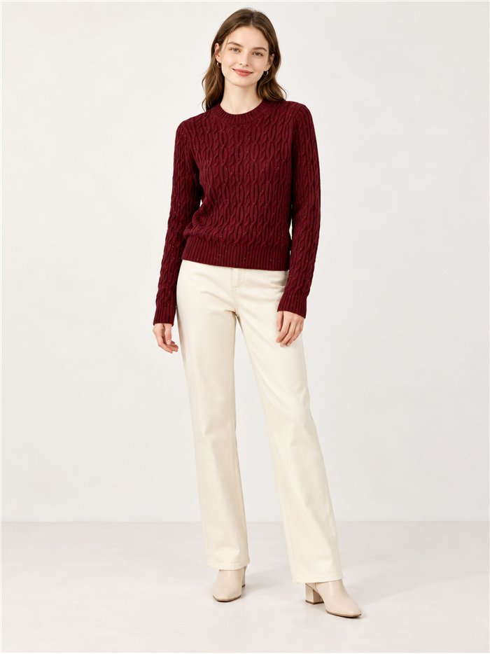 Jersey trenzado con mini lentejuelas