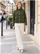 Gold button cropped knit jacket
