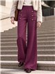 Pantalón wide leg de punto con botones dorados