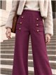 Pantalón wide leg de punto con botones dorados