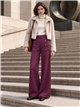 Pantalón wide leg de punto con botones dorados