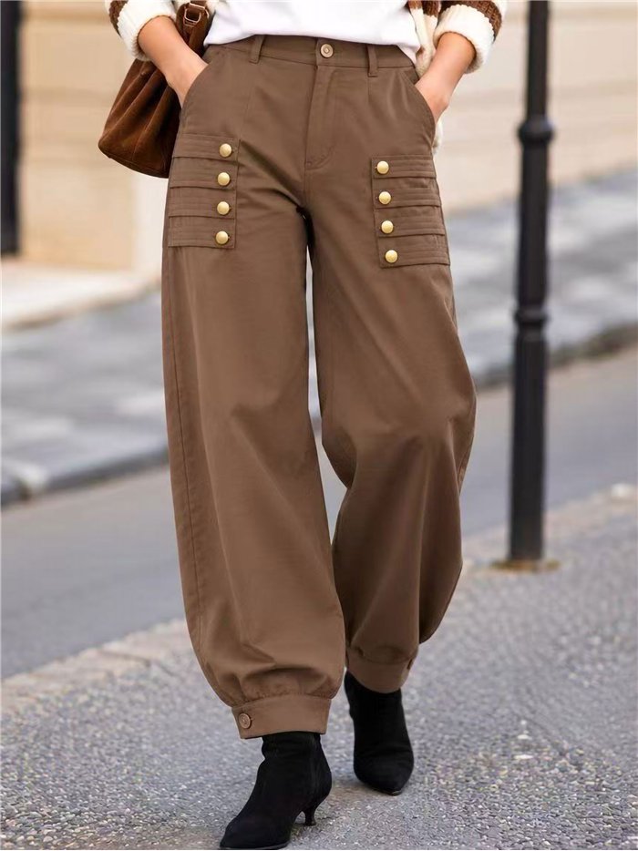 Pantaloni a palloncino con bottoni dorati