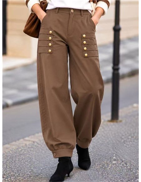 Pantaloni a palloncino con bottoni dorati