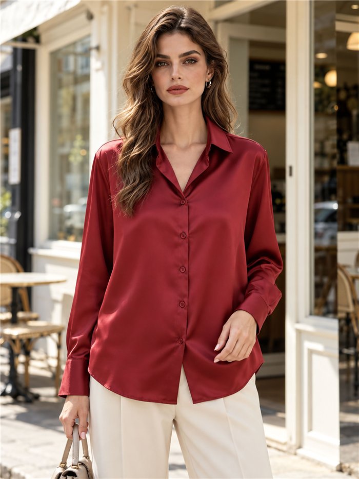 Satin finish button up shirt
