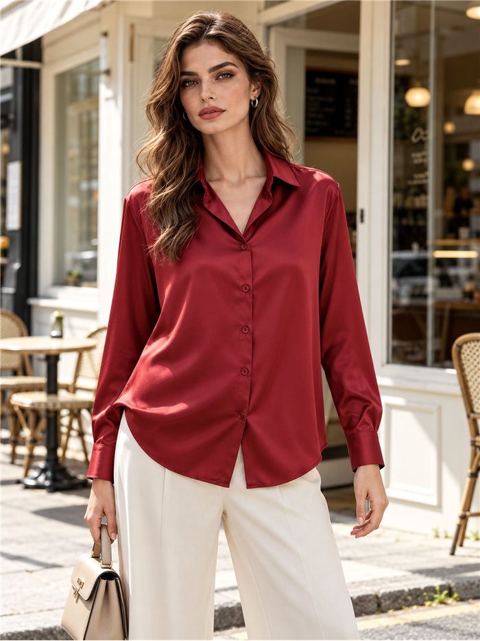 Satin finish button up shirt