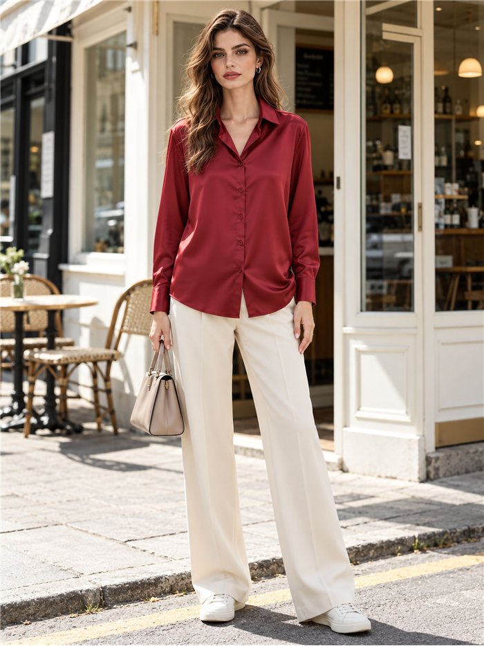 Satin finish button up shirt