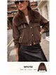 Faux fur collar cropped denim jacket