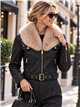 Giacca in similpelle con collo di pelliccia