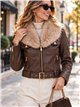 Kunstlederjacke mit Pelzkragen