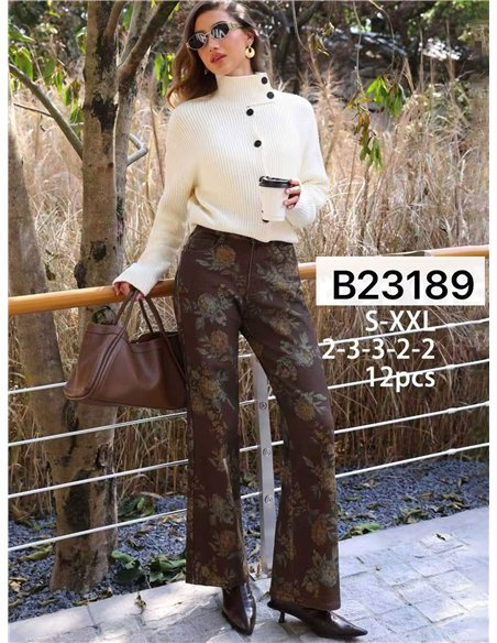 Jeans wide leg estampado floral