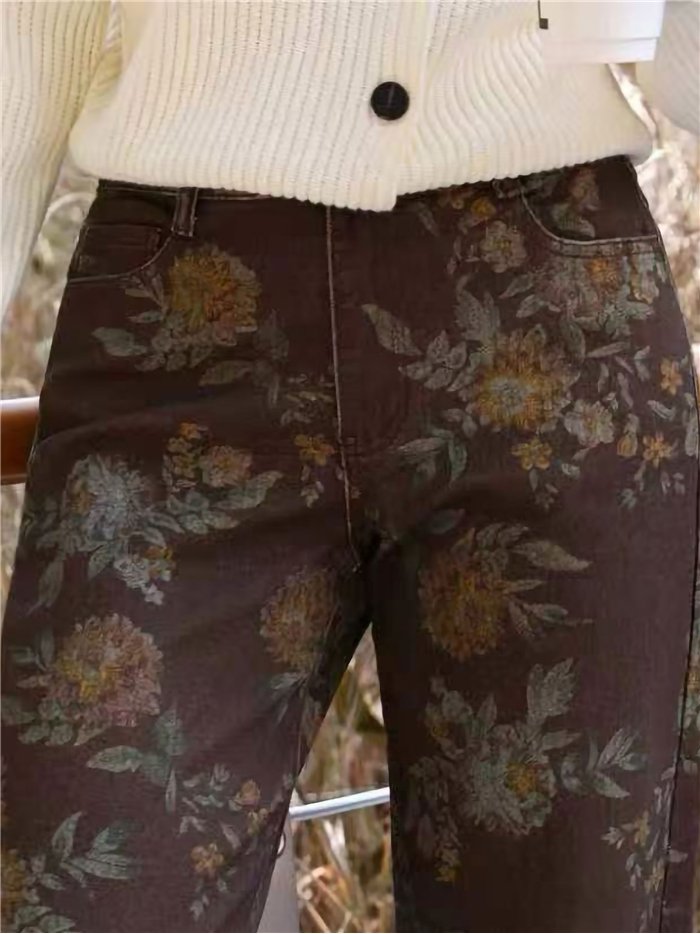 Jeans wide leg estampado floral