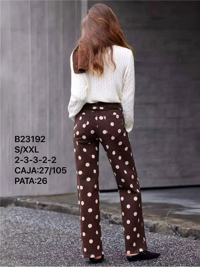 Jeans wide leg estampado lunares