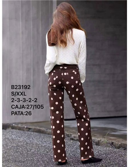 Jeans wide leg estampado lunares