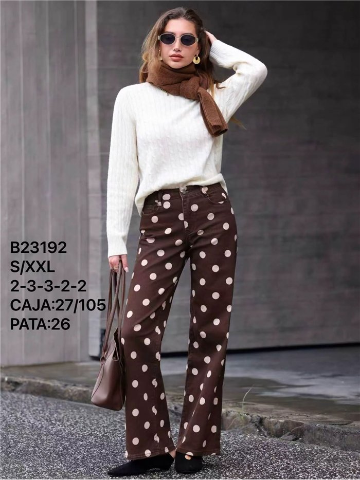 Jeans wide leg estampado lunares
