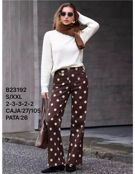 Jeans wide leg estampado lunares