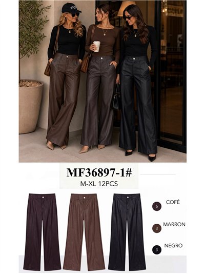 Pantalón wide leg efecto piel 2