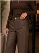 Pantalón wide leg efecto piel