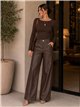 Pantalón wide leg efecto piel