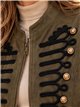 Giacca militare in finta pelle scamosciata con ricami.