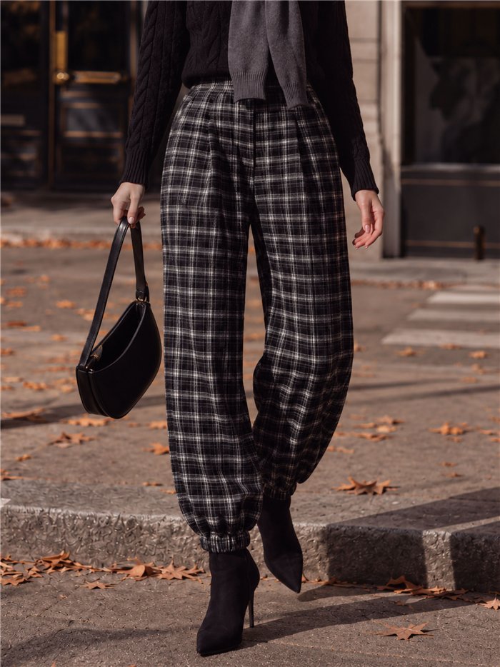 Pantalón jogger paño de cuadros