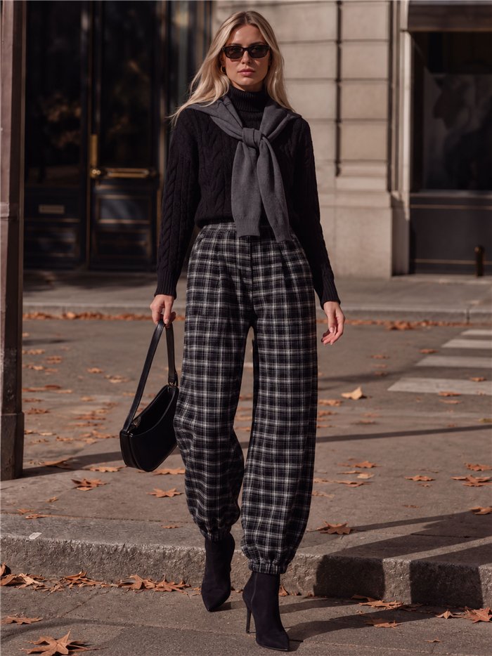 Pantalón jogger paño de cuadros