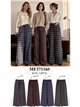 Pantalón paño wide leg de cuadros con cordón