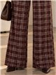 Pantalón paño wide leg de cuadros con cordón