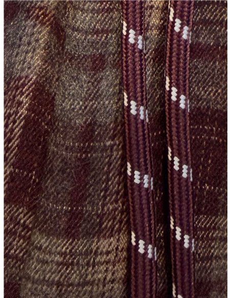 Pantalón paño wide leg de cuadros con cordón