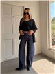 Jeans balloon estampado de cuadros