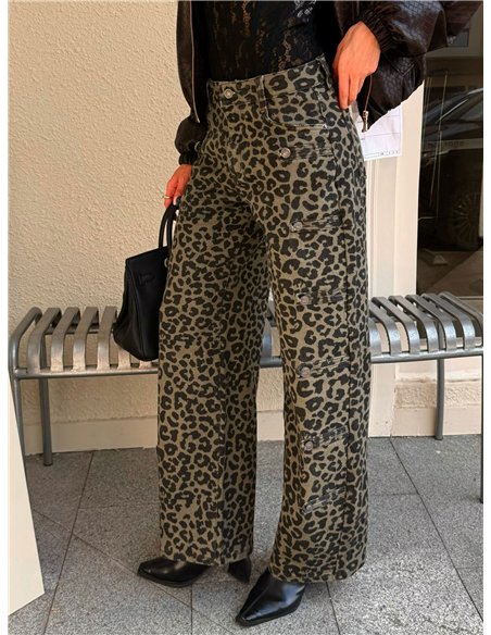 Jeans balloon animal print con botones