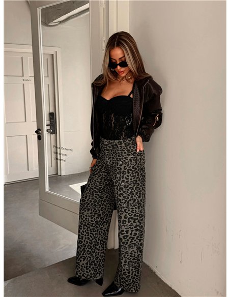 Jeans balloon animal print con botones