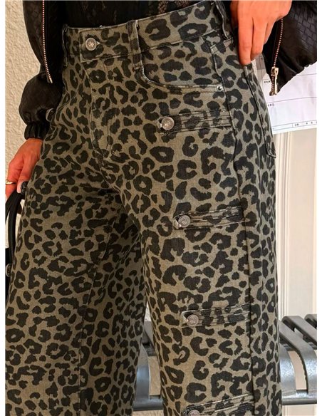 Jeans balloon animal print con botones