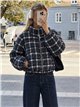 Cropped plaid puffer jacket