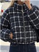 Cropped plaid puffer jacket