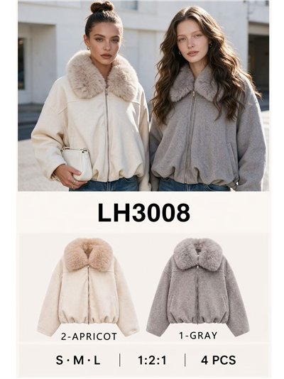 Chaqueta bomber paño con cuello de pelo 2