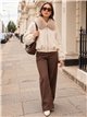 Wool effect faux fur collar bomber jacket