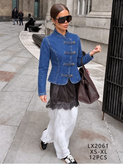 Chaqueta denim militar con botones 2