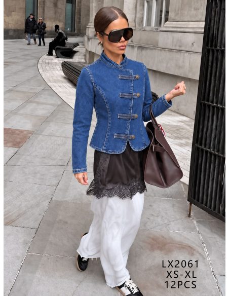 Chaqueta denim militar con botones